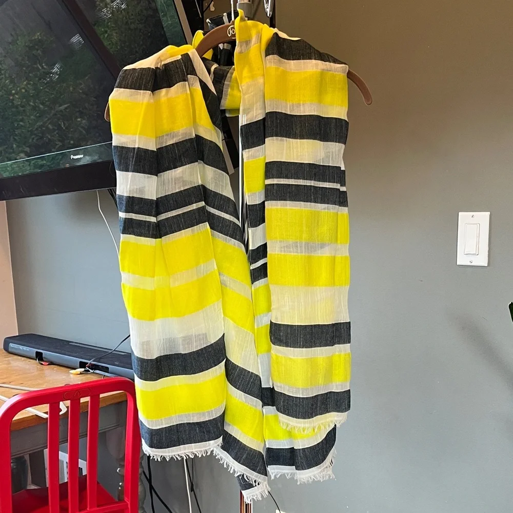 🧋Banana Republic Mia Striped Scarf Blue Yellow White